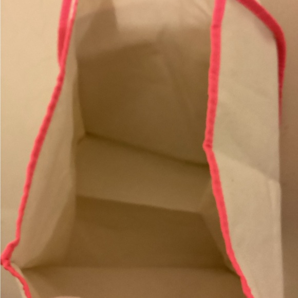 Macys Beauty Canvas Cream and Pink Deep Tote Bag 3 pockets - Picture 5 of 5